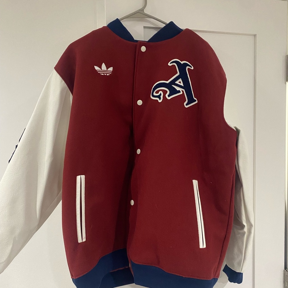 Arsenal Adidas Red and White Varsity Jacket